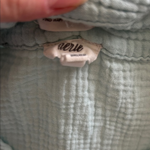 Aerie Sky Blue Textured Button-Up Pajama Top - Picture 2 of 2